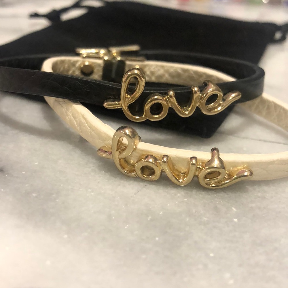 ❤️Little LOVE Script Leather Bracelet-black or White-Boutique